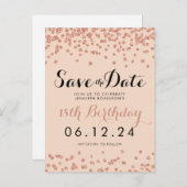 Carte Postale Faire-part Anniversaire Enregistrer la date Rose Parties scin (Devant / Derrière)