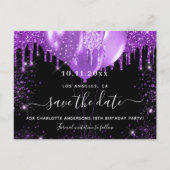 Carte Postale Faire-part Anniversaire noir violet ballons enregistrer la da (Devant)