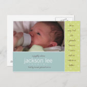 Carte Postale Faire-part Annonce bébé Point Vert (Devant / Derrière)