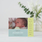 Carte Postale Faire-part Annonce bébé Point Vert (Debout devant)