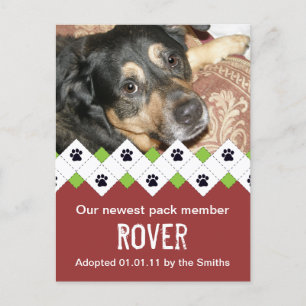 Carte Postale Faire-part Annonce d'adoption de chien/chiot