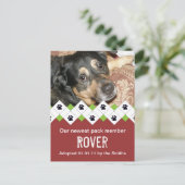 Carte Postale Faire-part Annonce d'adoption de chien/chiot (Debout devant)