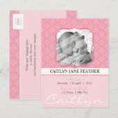 Carte Postale Faire-part ANnonce de bébé :: élégamment encadré 6 (Devant / Derrière)