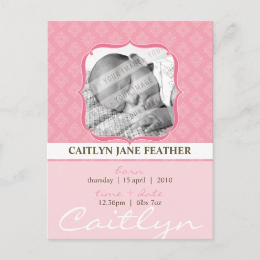 Carte Postale Faire-part ANnonce de bébé :: élégamment encadré 6 (Devant)