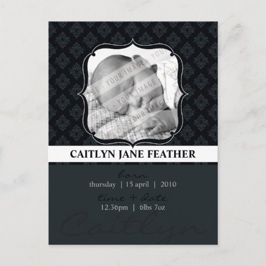 Carte Postale Faire-part ANnonce de bébé ::  élégamment encadré 8 (Devant)