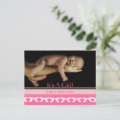 Carte Postale Faire-part Annonce de Bébé Fille (Debout devant)