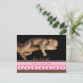 Carte Postale Faire-part Annonce de bébé fille (Debout devant)