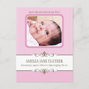 Carte Postale Faire-part ANnonce de bébé ::  petit trésor 1