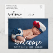 Carte Postale Faire-part Annonce de Bienvenue Nouveau-Né Moderne (Devant / Derrière)