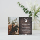 Carte Postale Faire-part Annonce de cerf et de flocons de neige simples d'h (Debout devant)