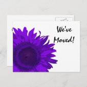 Carte Postale Faire-part Annonce de changement d'adresse Tournesol Violet (Devant / Derrière)