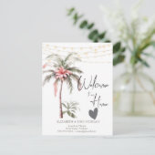 Carte Postale Faire-part Annonce de cœur de fleur tropicale de palmier (Debout devant)