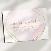 Carte Postale Faire-part Annonce de déménagement à l'aquarelle rose Script