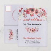 Carte Postale Faire-part Annonce de déménagement à nouvelle adresse florale (Devant / Derrière)