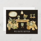Carte Postale Faire-part Annonce de déménagement aquarelle bohème (Devant / Derrière)