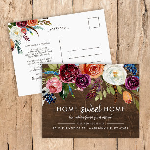 Carte Postale Faire-part Annonce de déménagement Automne Boho Blooms Nouvel