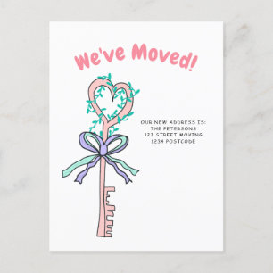 Carte Postale Faire-part Annonce de déménagement avec illustration de clé d