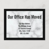 Carte Postale Faire-part Annonce de déménagement de bureau en faux marbre b (Devant)