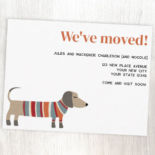 Carte Postale Faire-part Annonce de déménagement de chien teckel amusant