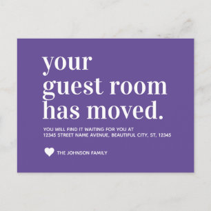 Carte Postale Faire-part Annonce de déménagement de la chambre d'amis viole