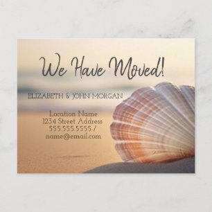 Carte Postale Faire-part Annonce de déménagement de la plage Seashell Sunse