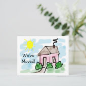Carte Postale Faire-part Annonce de déménagement de petite maison rose mign (Debout devant)