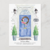 Carte Postale Faire-part Annonce de déménagement de porte d'entrée bleue (Devant)