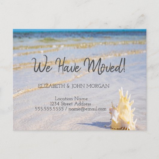 Carte Postale Faire-part Annonce de déménagement de Seashell Waves Beach (Devant)