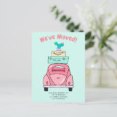 Carte Postale Faire-part Annonce de déménagement de valise de voiture en ve (Debout devant)