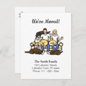 Carte Postale Faire-part Annonce de déménagement dessin animé famille Labra (Devant / Derrière)