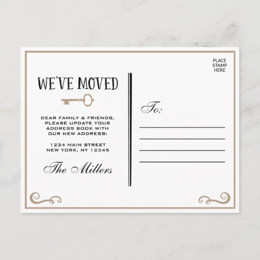 Carte Postale Faire-part Annonce de déménagement élégante et rustique avec  (Dos)