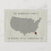 Carte Postale Faire-part Annonce de déménagement et lin vert US Heart (Devant)