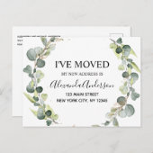 Carte Postale Faire-part Annonce de déménagement Eucalyptus Verdure Aquarel (Devant / Derrière)