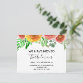 Carte Postale Faire-part Annonce de déménagement floral rose aquarelle (Debout devant)