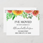 Carte Postale Faire-part Annonce de déménagement floral rose blush aquarell (Devant / Derrière)