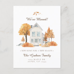 Carte Postale Faire-part Annonce de déménagement Maison Arbres d'Automne