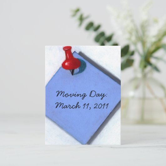 Carte Postale Faire-part ANNONCE DE DÉMÉNAGEMENT : Note : Art réaliste (Debout devant)