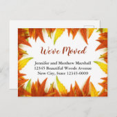 Carte Postale Faire-part Annonce de déménagement personnalisée Feuilles d'a (Devant / Derrière)