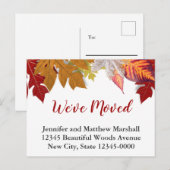 Carte Postale Faire-part Annonce de déménagement personnalisée Feuilles d'a (Devant / Derrière)