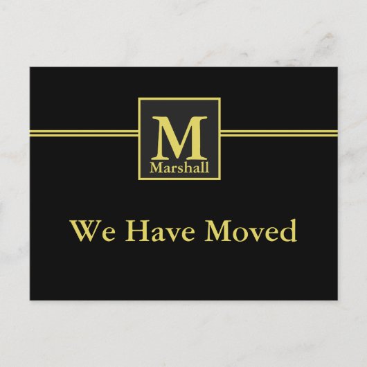 Carte Postale Faire-part Annonce de déménagement personnalisée or faux et n (Devant)