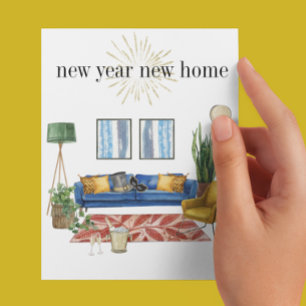 Carte Postale Faire-part Annonce de déménagement pour la nouvelle année aqu