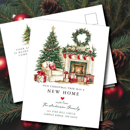 Carte Postale Faire-part Annonce de déménagement pour un Noël confortable