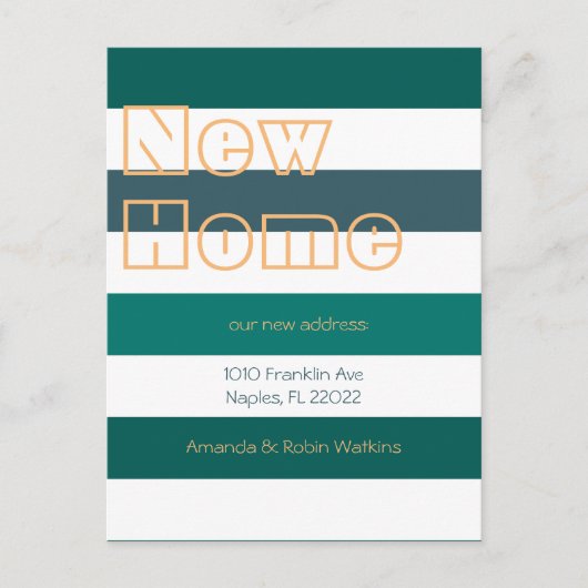 Carte Postale Faire-part Annonce de déménagement rayures gras modernes (Devant)