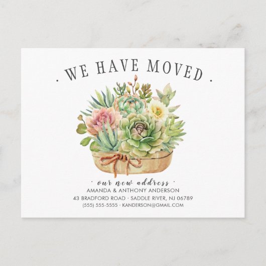 Carte Postale Faire-part Annonce de déménagement succulente (Devant)