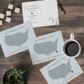 Carte Postale Faire-part Annonce de déménagement US Blue Linen et Heart