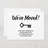 Carte Postale Faire-part Annonce de déplacement de clé minimale en noir et (Devant / Derrière)
