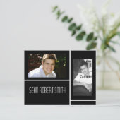 Carte Postale Faire-part Annonce de diplômé noir et blanc 2 photos (Debout devant)