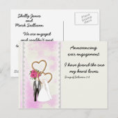 Carte Postale Faire-part Annonce de fiançailles avec verset biblique (Devant / Derrière)