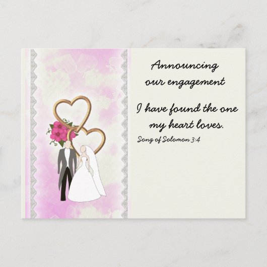 Carte Postale Faire-part Annonce de fiançailles avec verset biblique (Devant)