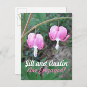 Carte Postale Faire-part Annonce de fiançailles Pink Bleeding Hearts (Devant / Derrière)